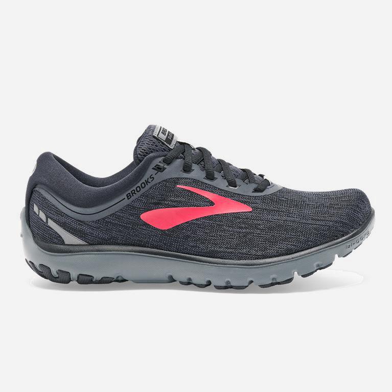 Tenis Brooks Pureflow 7 - Zapatillas Para Correr En Asfalto Mujer - Negras / Gris / Rojas (TRPJ-7216